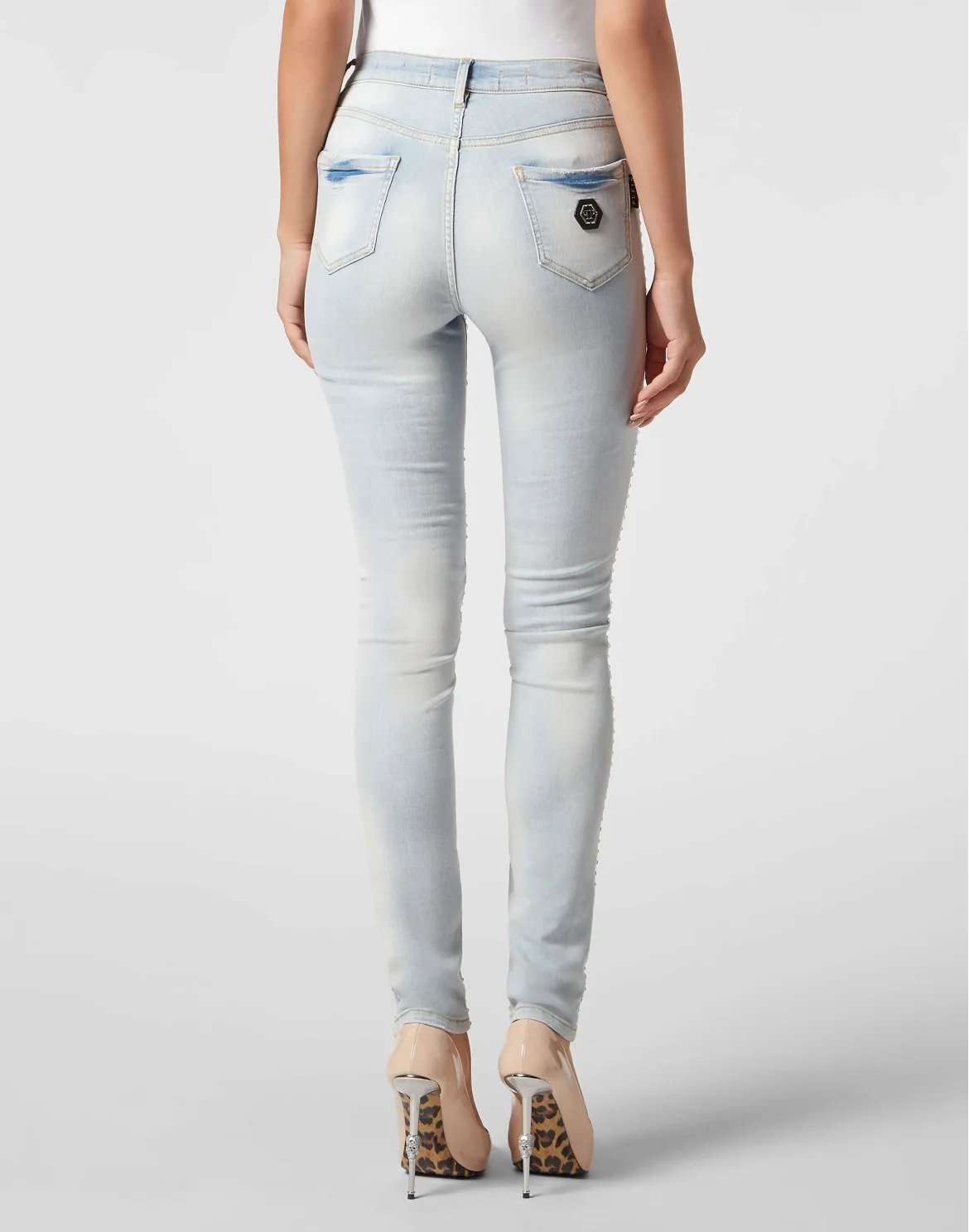 High Waist Jeggings Crystal Pinstripe, цвет: Голубой