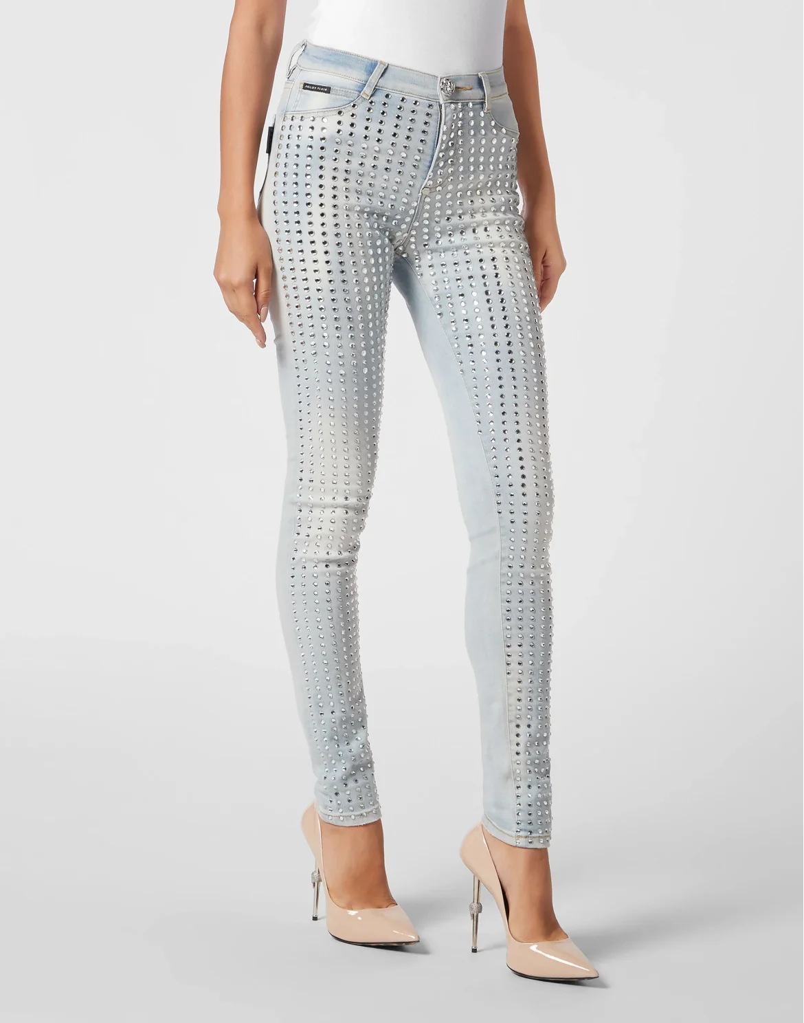 High Waist Jeggings Crystal Pinstripe, цвет: Голубой