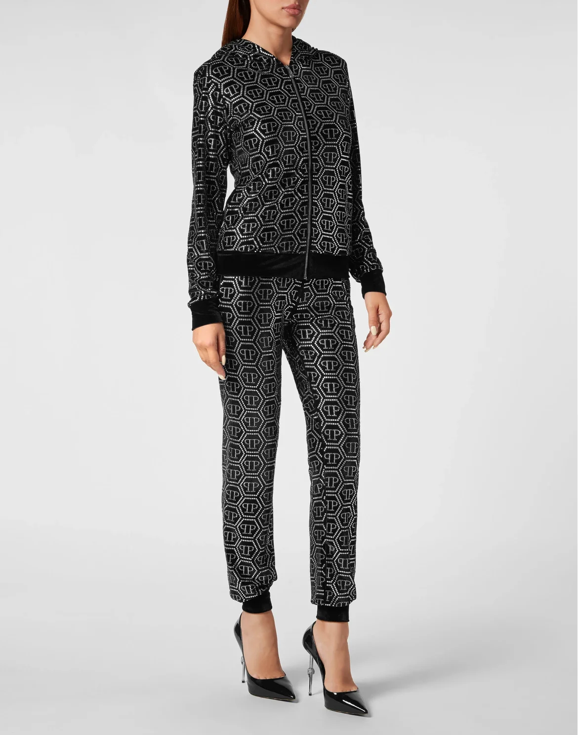 ?henille Jogging Tracksuit: Hoodie/Trousers Monogram Strass, цвет: Черный