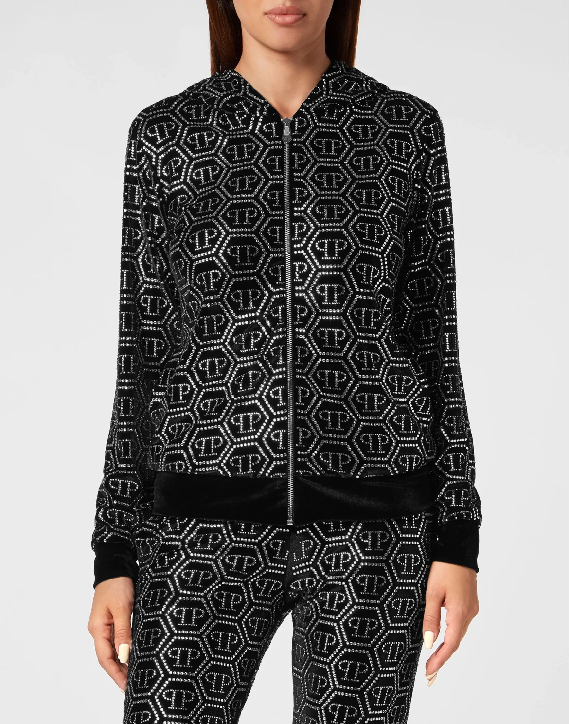 ?henille Jogging Tracksuit: Hoodie/Trousers Monogram Strass, цвет: Черный