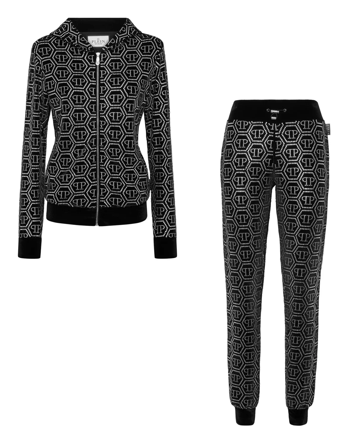 ?henille Jogging Tracksuit: Hoodie/Trousers Monogram Strass, цвет: Черный
