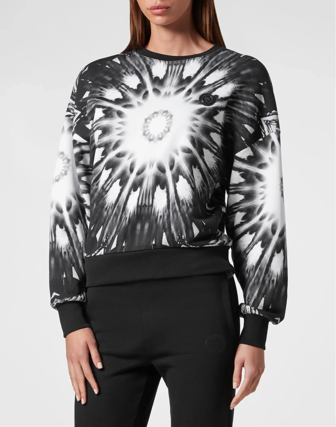 Cropped Roundneck Optical Flower, цвет: Черный