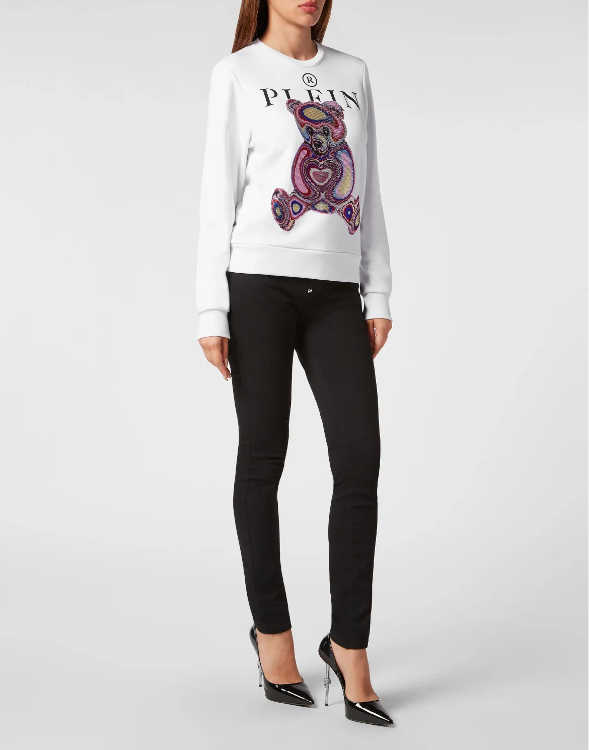 Sweatshirt LS with Crystals Teddy Bear, цвет: Белый