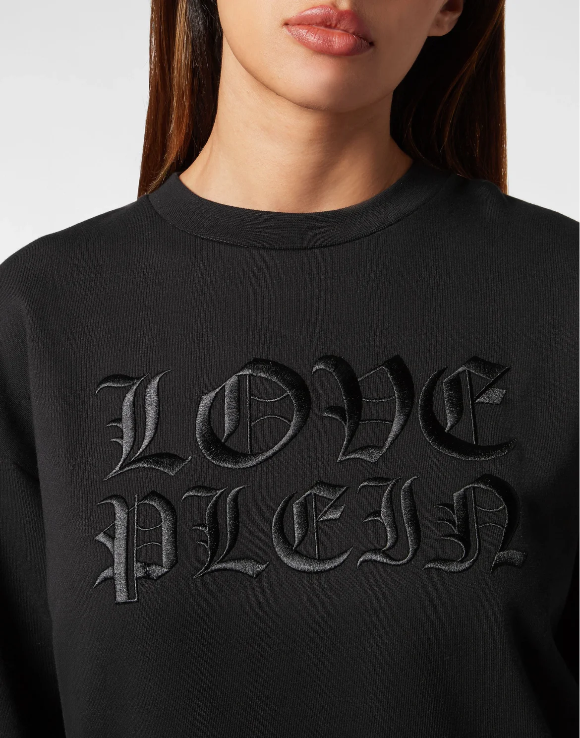 Padded Shoulder Sweatshirt Roundneck Heart, цвет: Черный