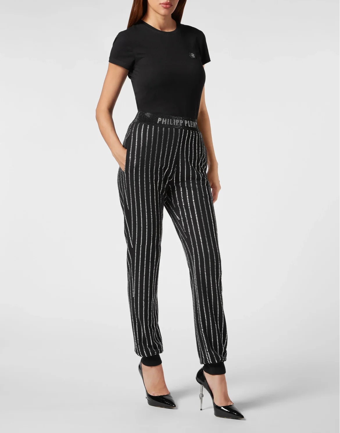 Jogging Trousers Crystal Pinstripe, цвет: Черный