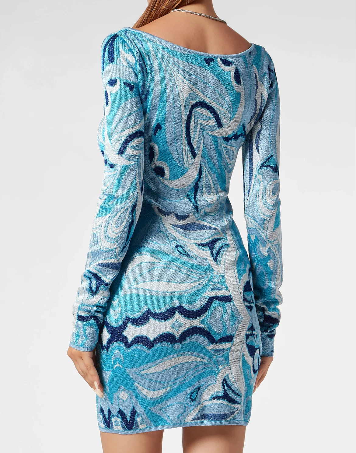 Lurex Knit Mini Dress Crystal Stripe, цвет: Голубой