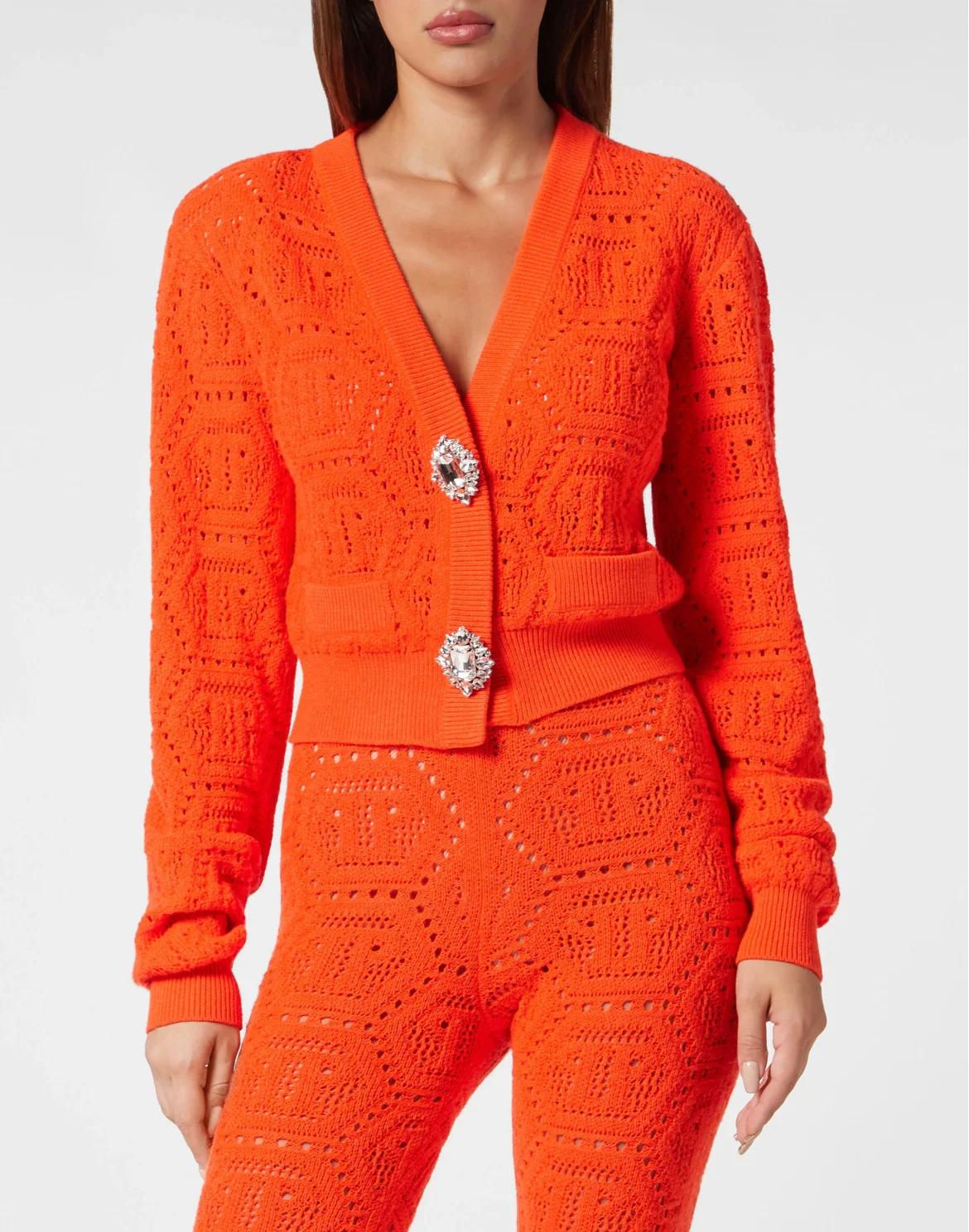 Fluo Knit Cardigan Monogram, цвет: Оранжевый