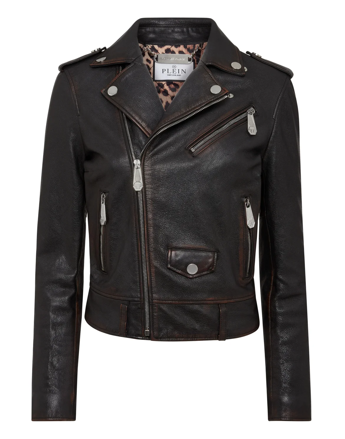 Vintage Leather Boxy Biker, цвет: Черный