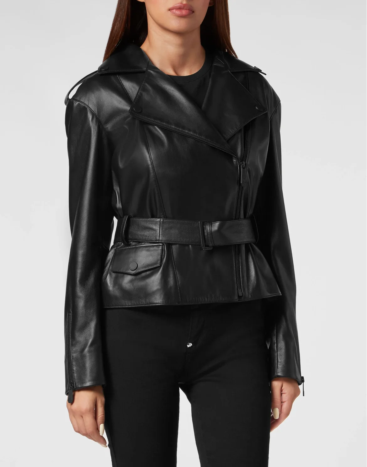 Oversize Leather Jacket, цвет: Черный