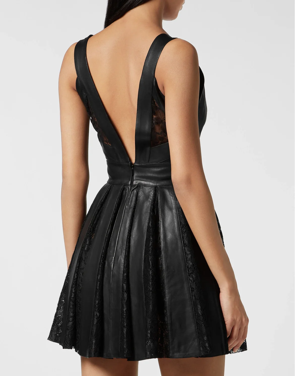 Leather Mini Dress Lace, цвет: Черный