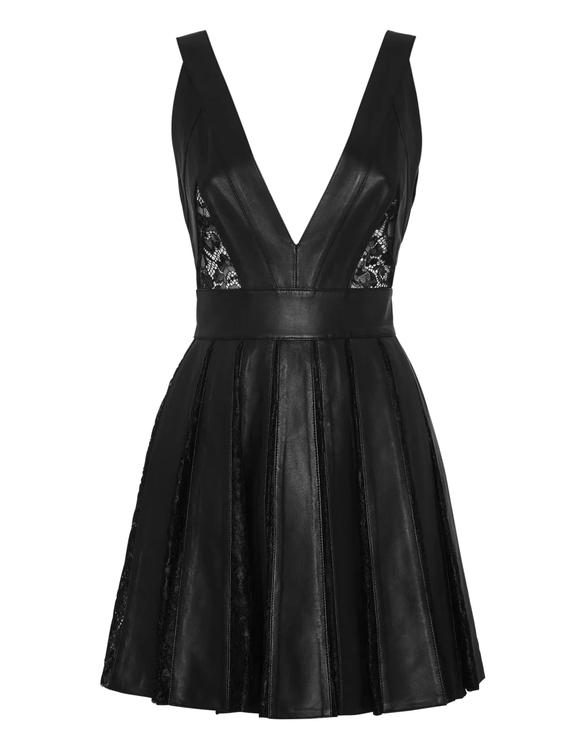 Leather Mini Dress Lace, цвет: Черный