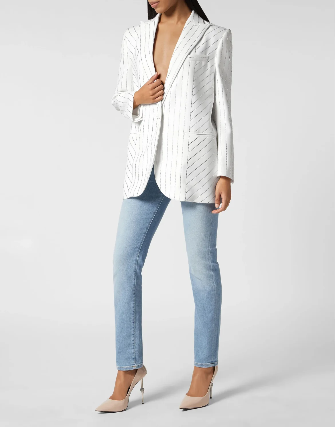 Cady Blazer Crystal Pinstripe, цвет: Белый