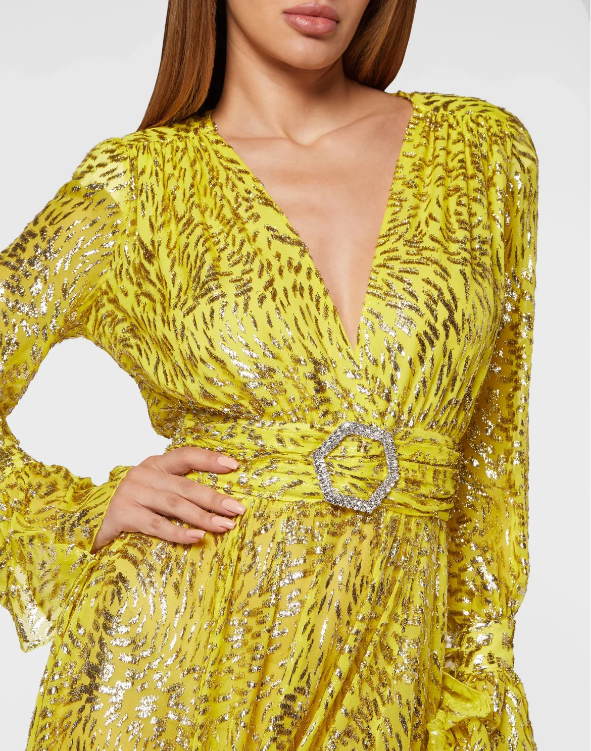 Gold Lurex Long Dress, цвет: Желтый