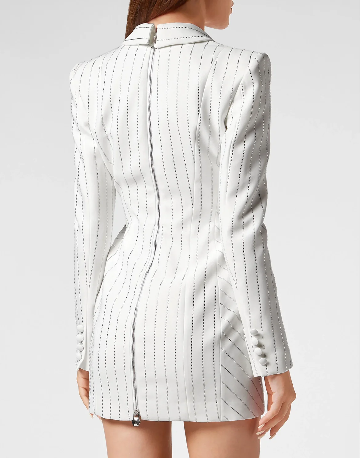Cady Superfitted Dress Crystal Pinstripe, цвет: Белый