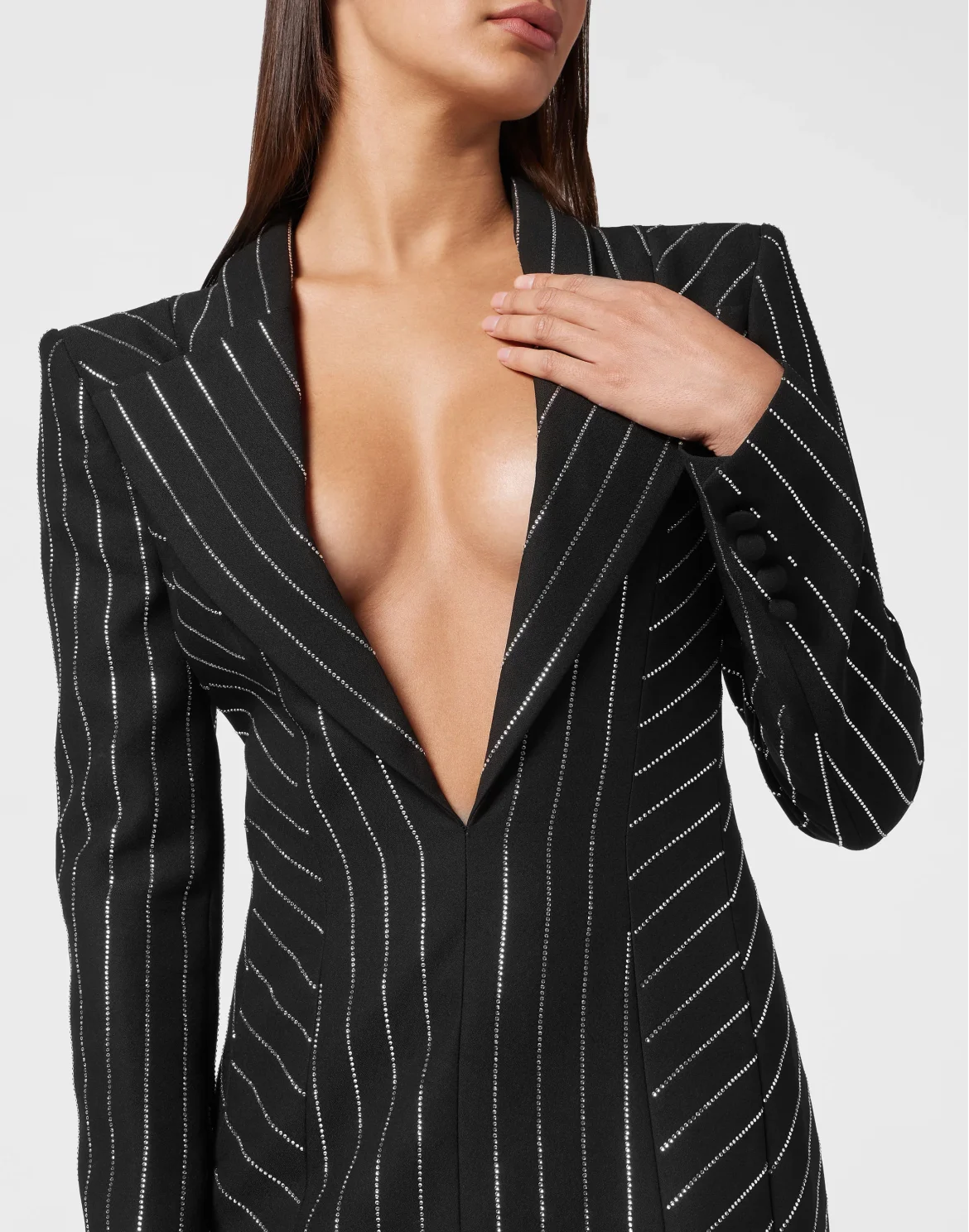 Cady Superfitted Dress Crystal Pinstripe, цвет: Черный