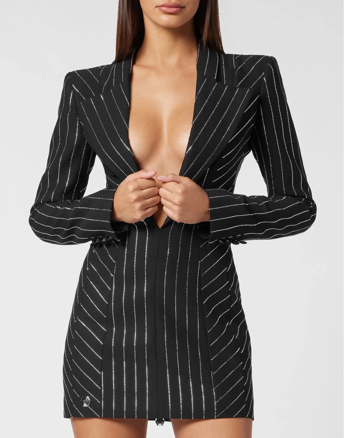 Cady Superfitted Dress Crystal Pinstripe, цвет: Черный