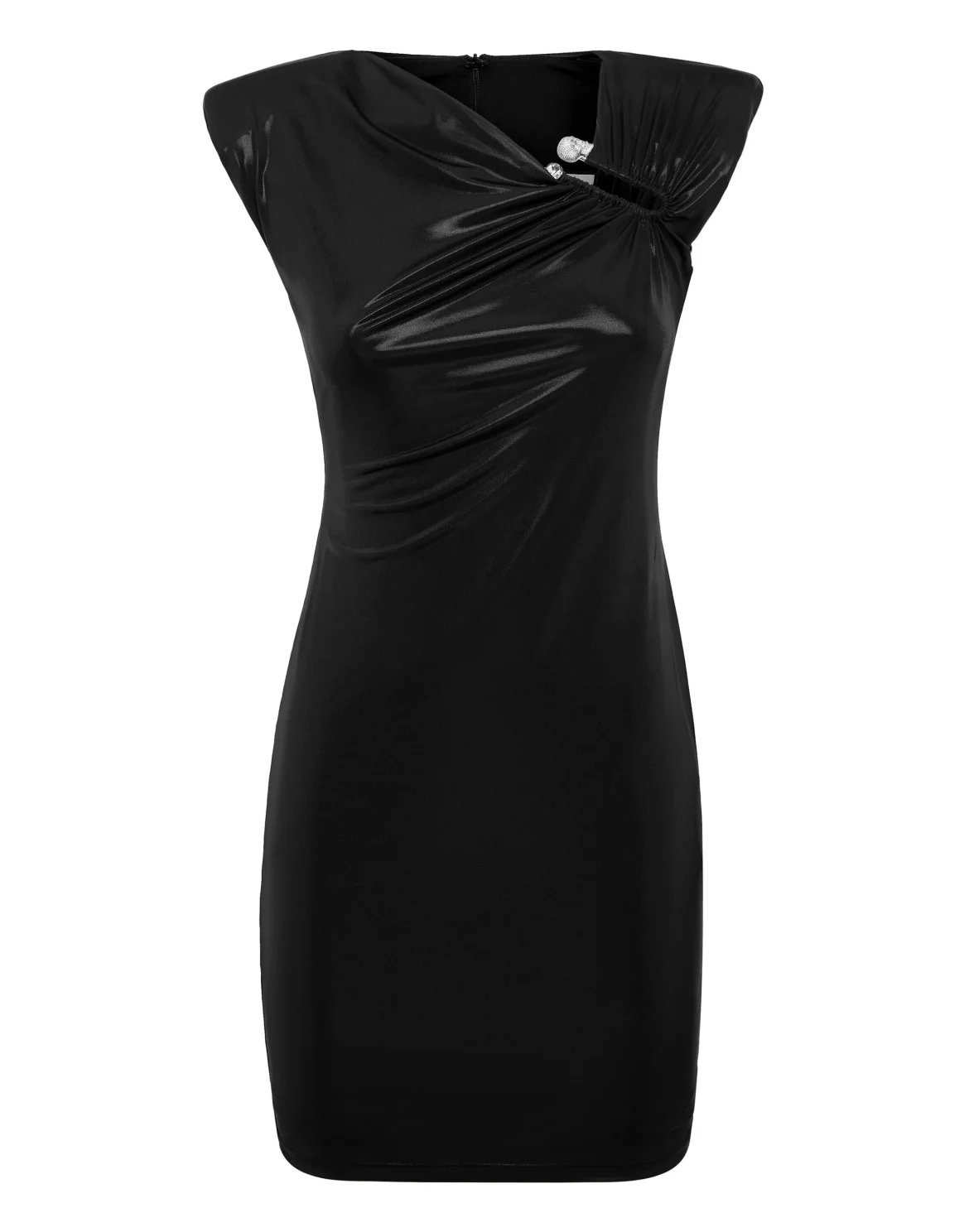 Padded Shoulder Mini Dress, цвет: Черный