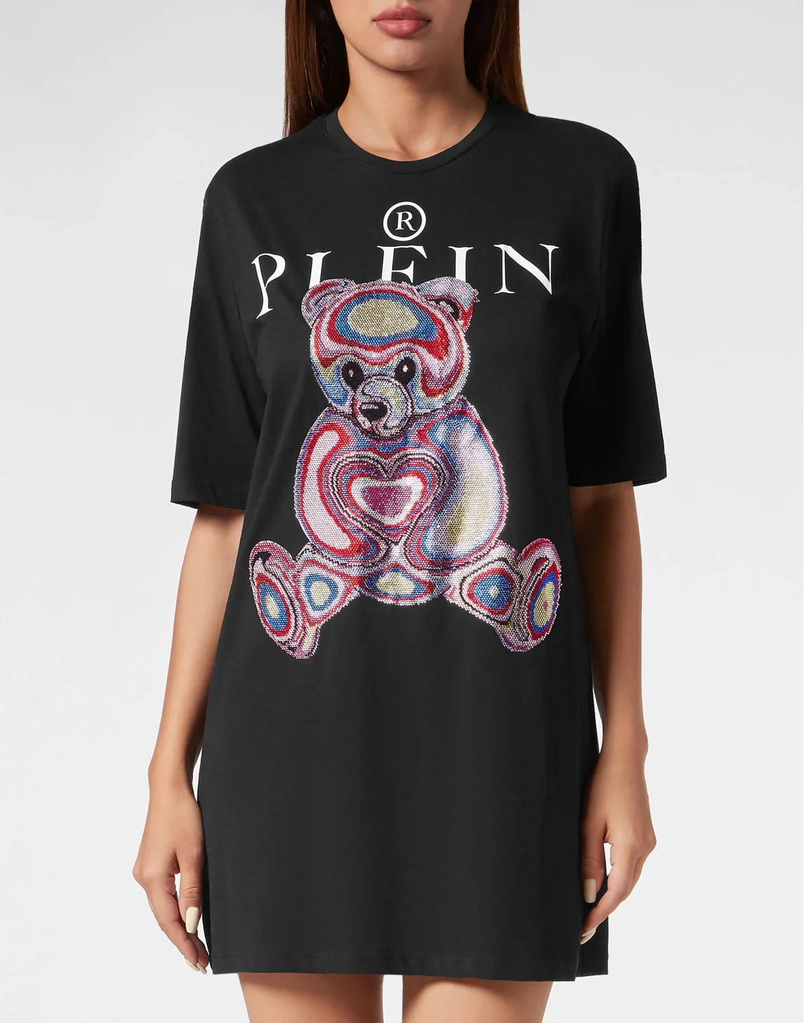 Padded Shoulder T-Shirt Dress Teddy Bear, цвет: Розовый