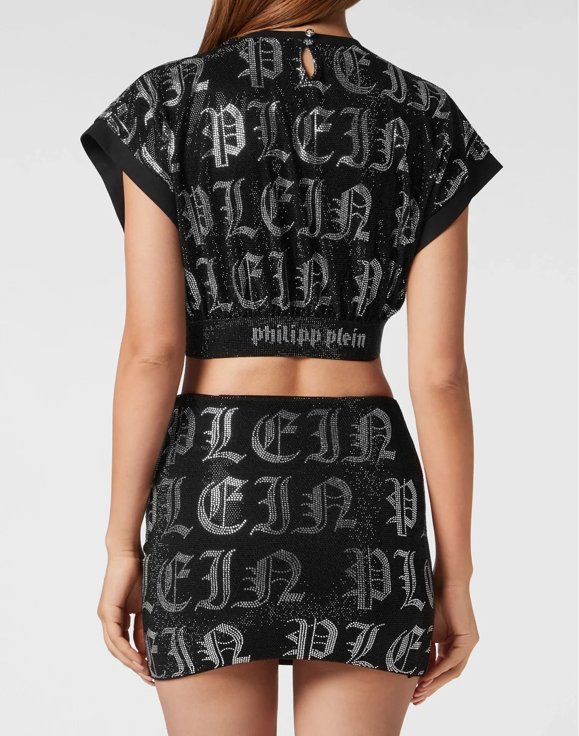 Cropped Top Gothic Plein Strass, цвет: Черный