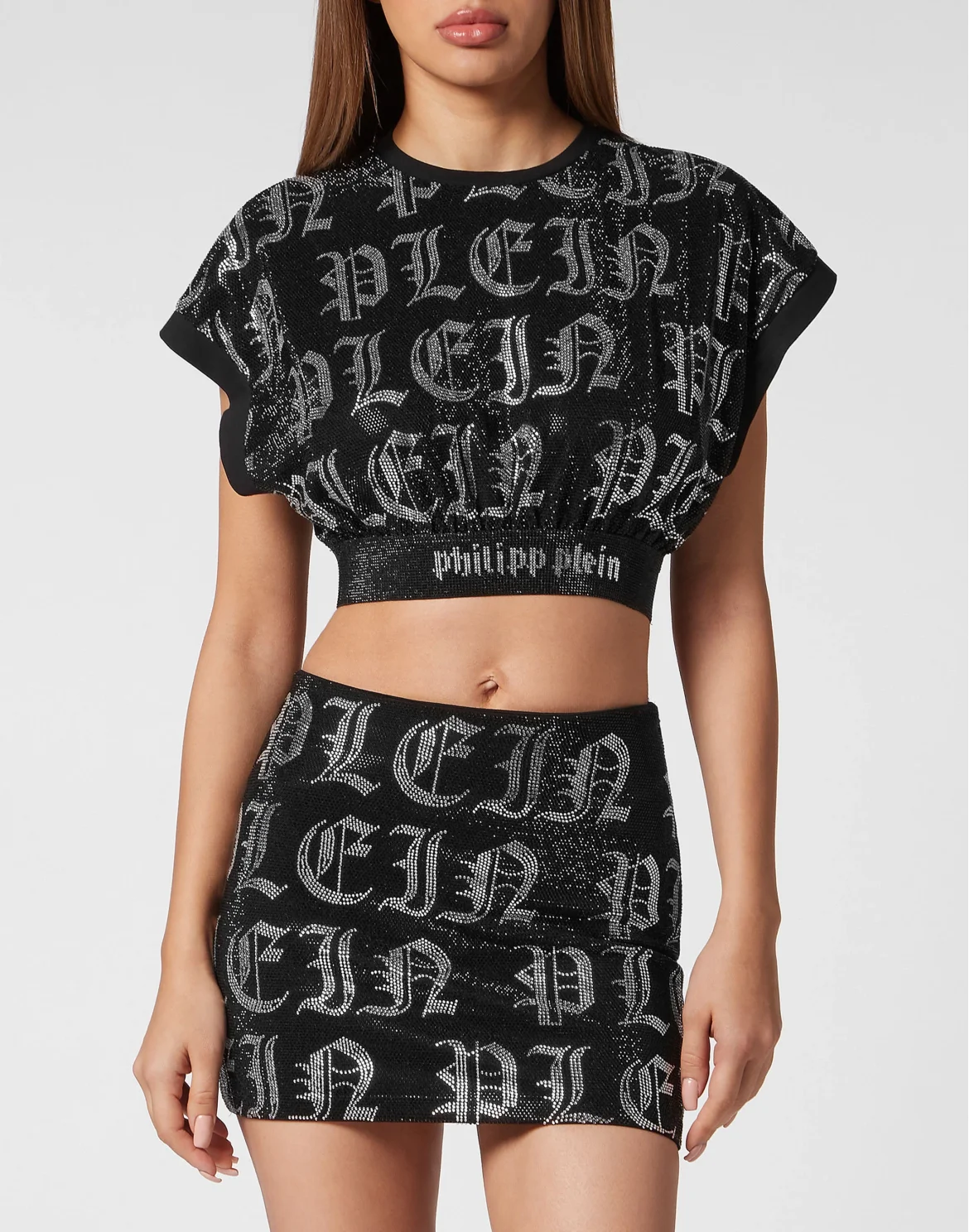 Cropped Top Gothic Plein Strass, цвет: Черный
