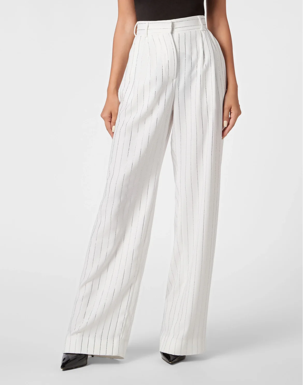 Cady Trousers Man Fit Crystal Pinstripe, цвет: Белый