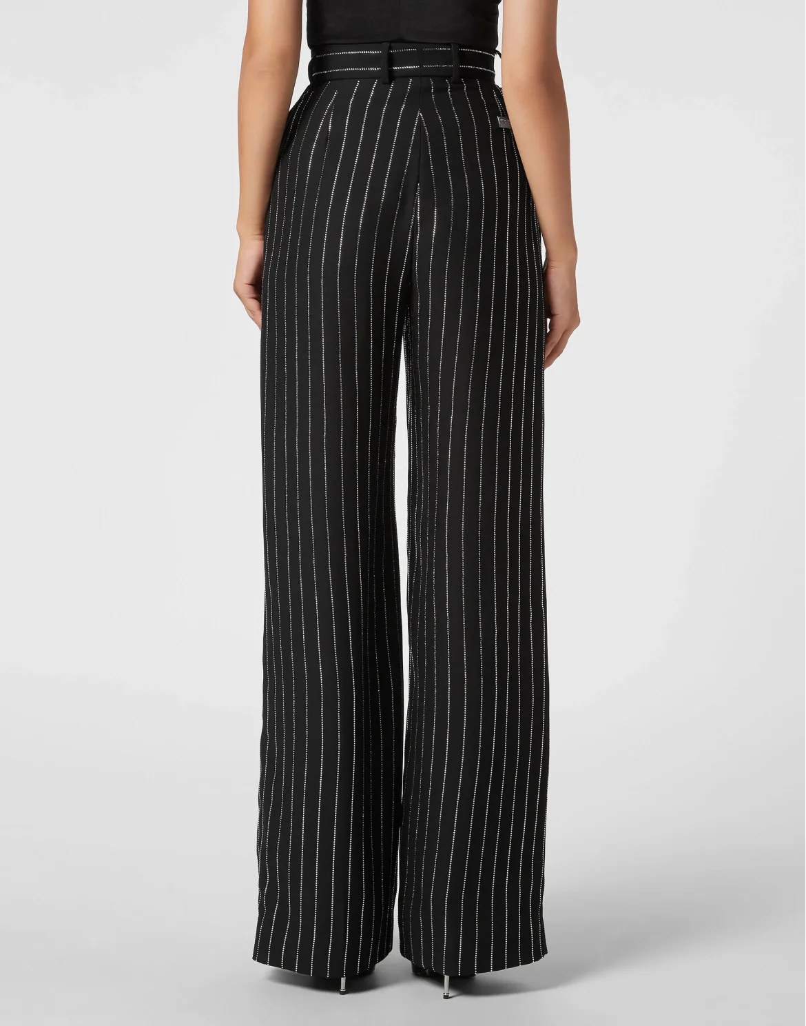 Cady Trousers Man Fit Crystal Pinstripe, цвет: Черный