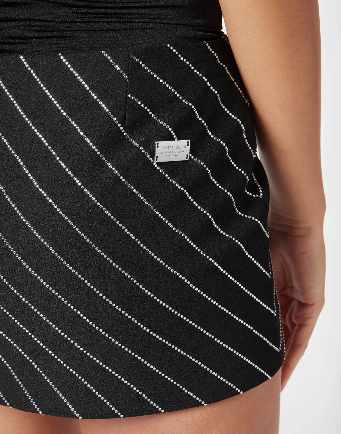 Cady Mini Skirt Crystal Pinstripe, цвет: Черный