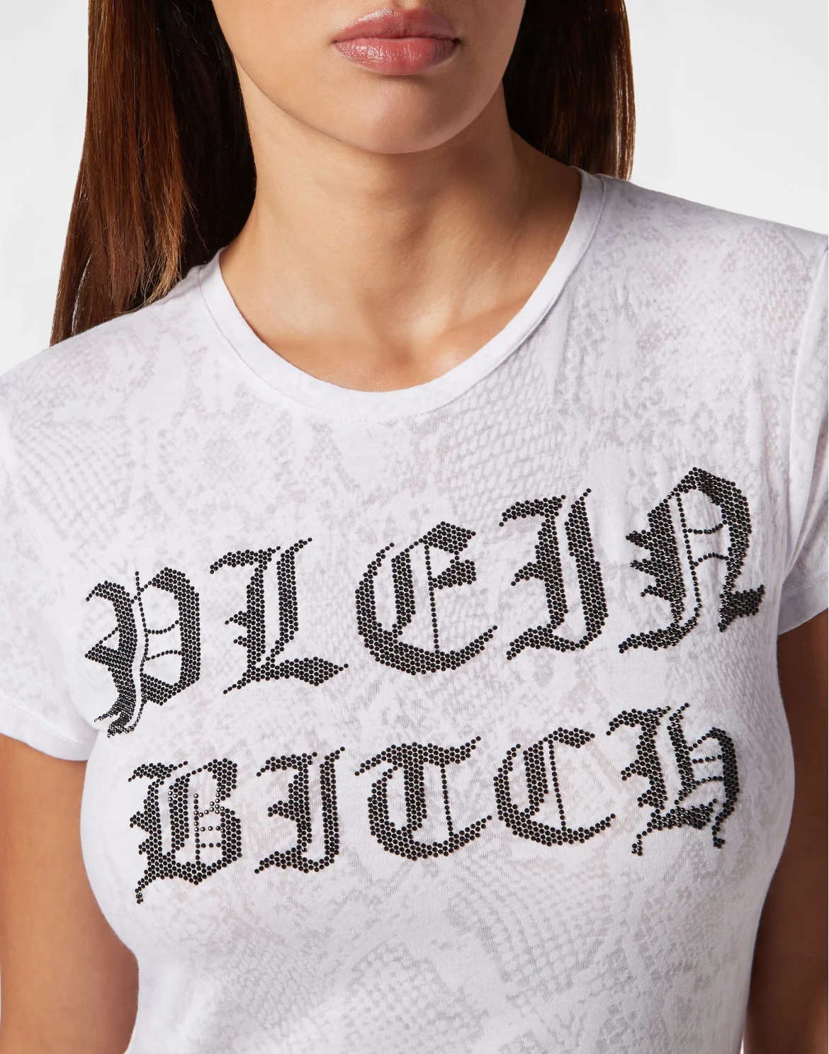 Burn Out T-Shirt Sexy Pure with Crystals Gothic Plein, цвет: Белый