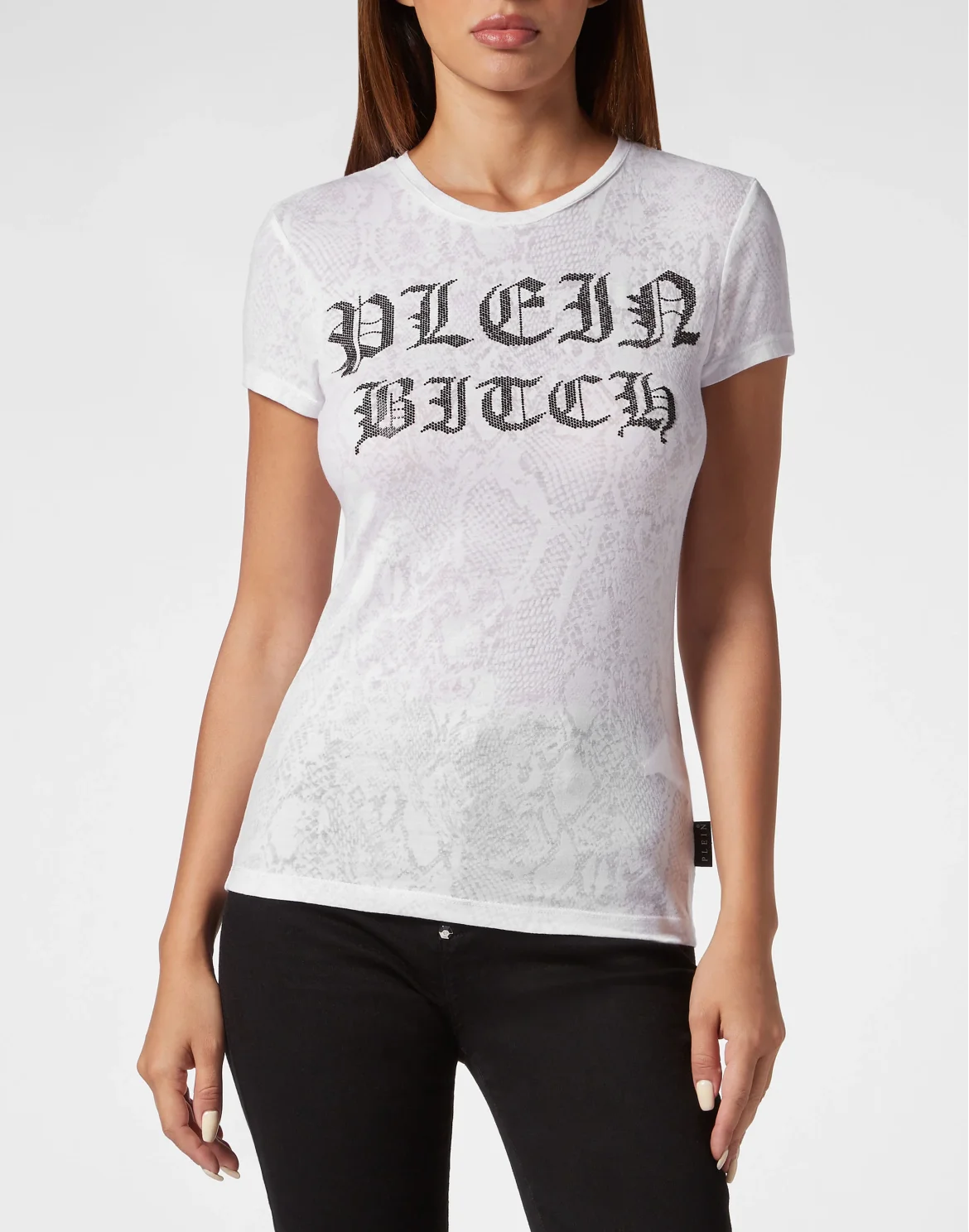 Burn Out T-Shirt Sexy Pure with Crystals Gothic Plein, цвет: Белый