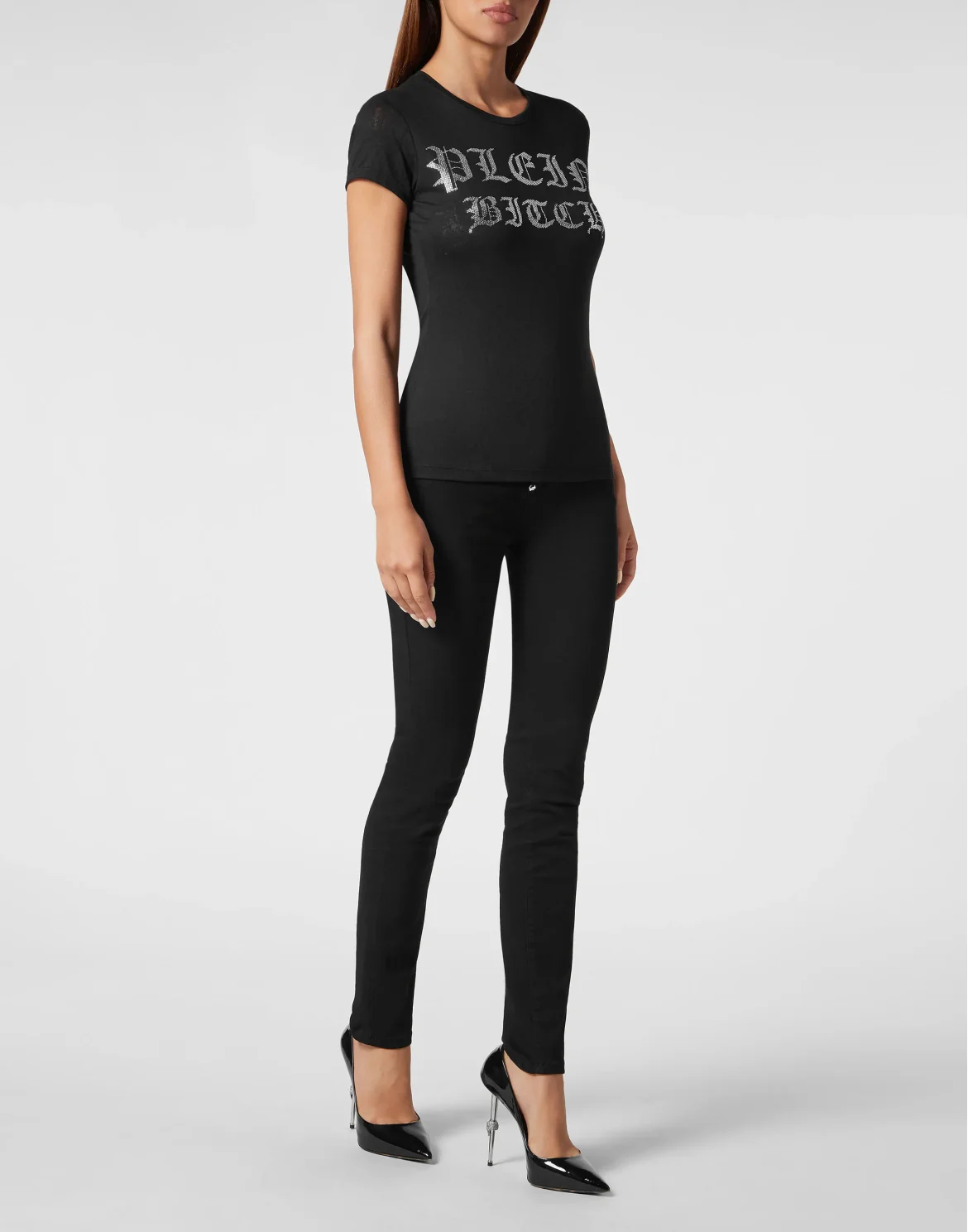Burn Out T-Shirt Sexy Pure with Crystals Gothic Plein, цвет: Черный