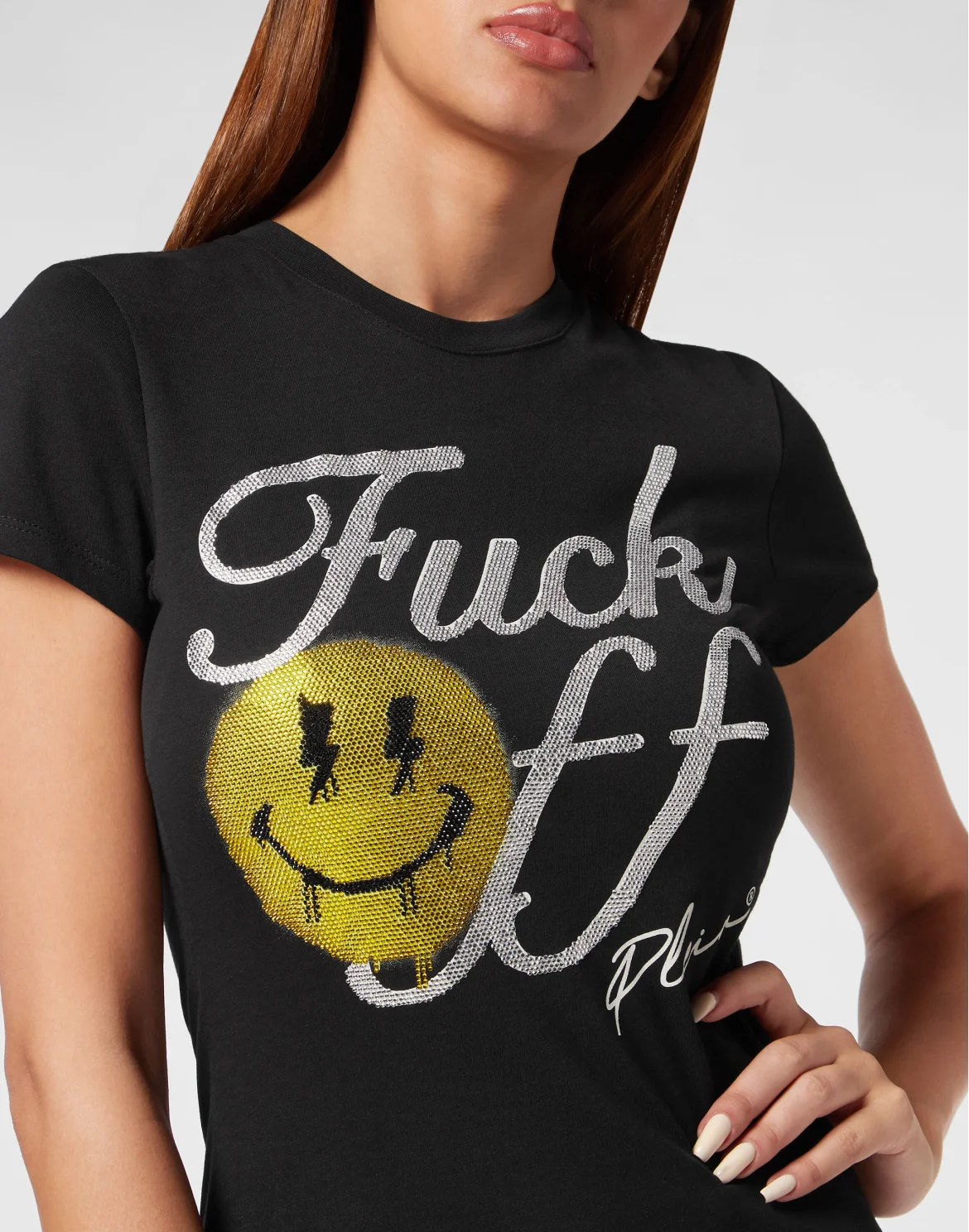 T-Shirt Sexy Pure with Crystals Smile, цвет: Желтый