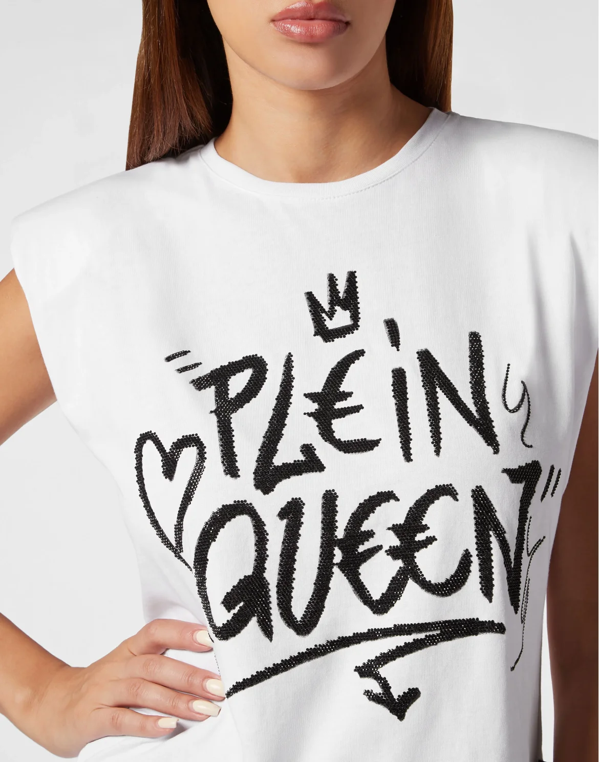Sleeveless T-Shirt Sexy Pure with Crystals, цвет: Белый