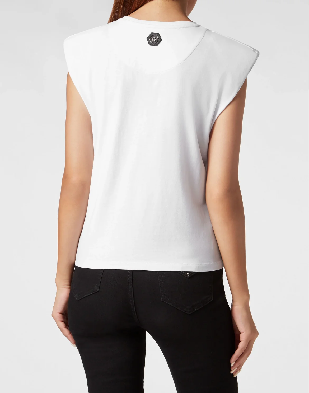Sleeveless T-Shirt Sexy Pure with Crystals, цвет: Белый