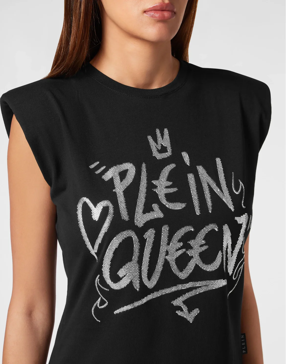 Sleeveless T-Shirt Sexy Pure with Crystals, цвет: Черный