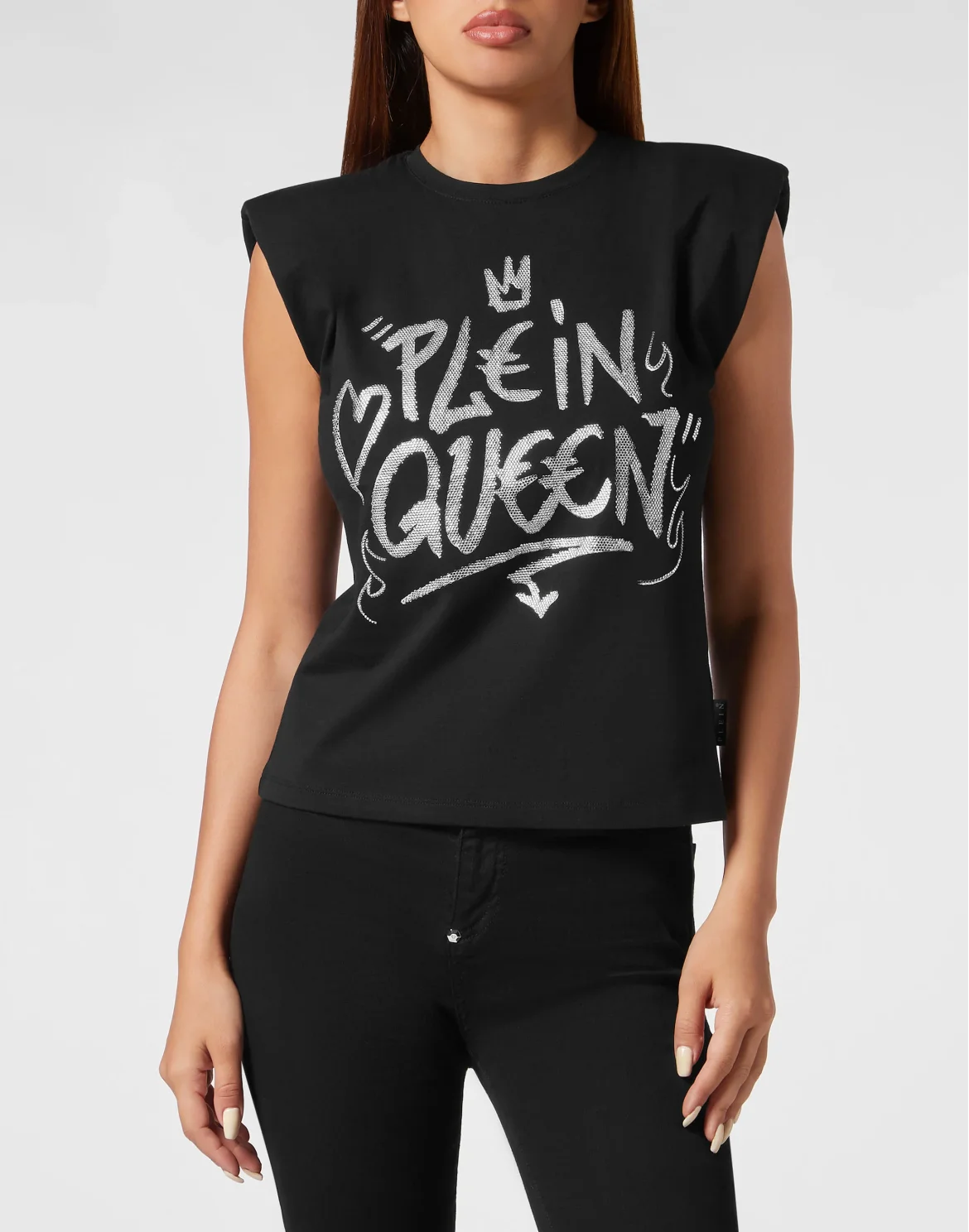 Sleeveless T-Shirt Sexy Pure with Crystals, цвет: Черный
