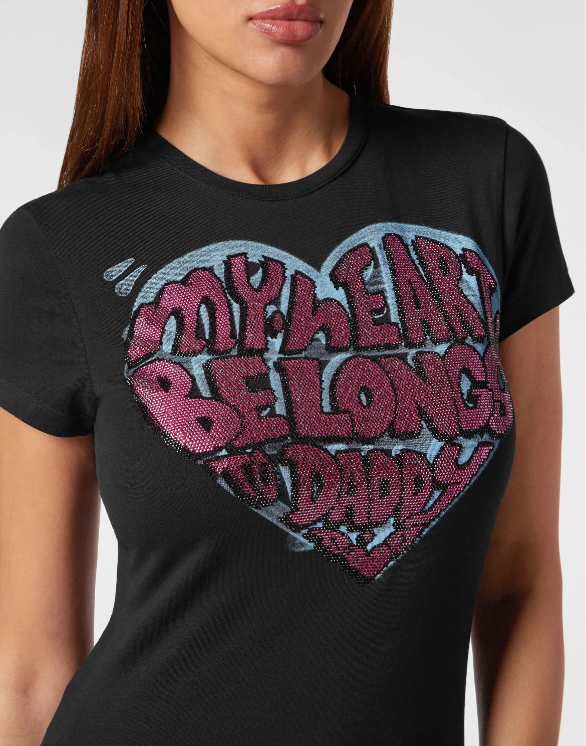 T-Shirt Sexy Pure with Crystals, цвет: Черный