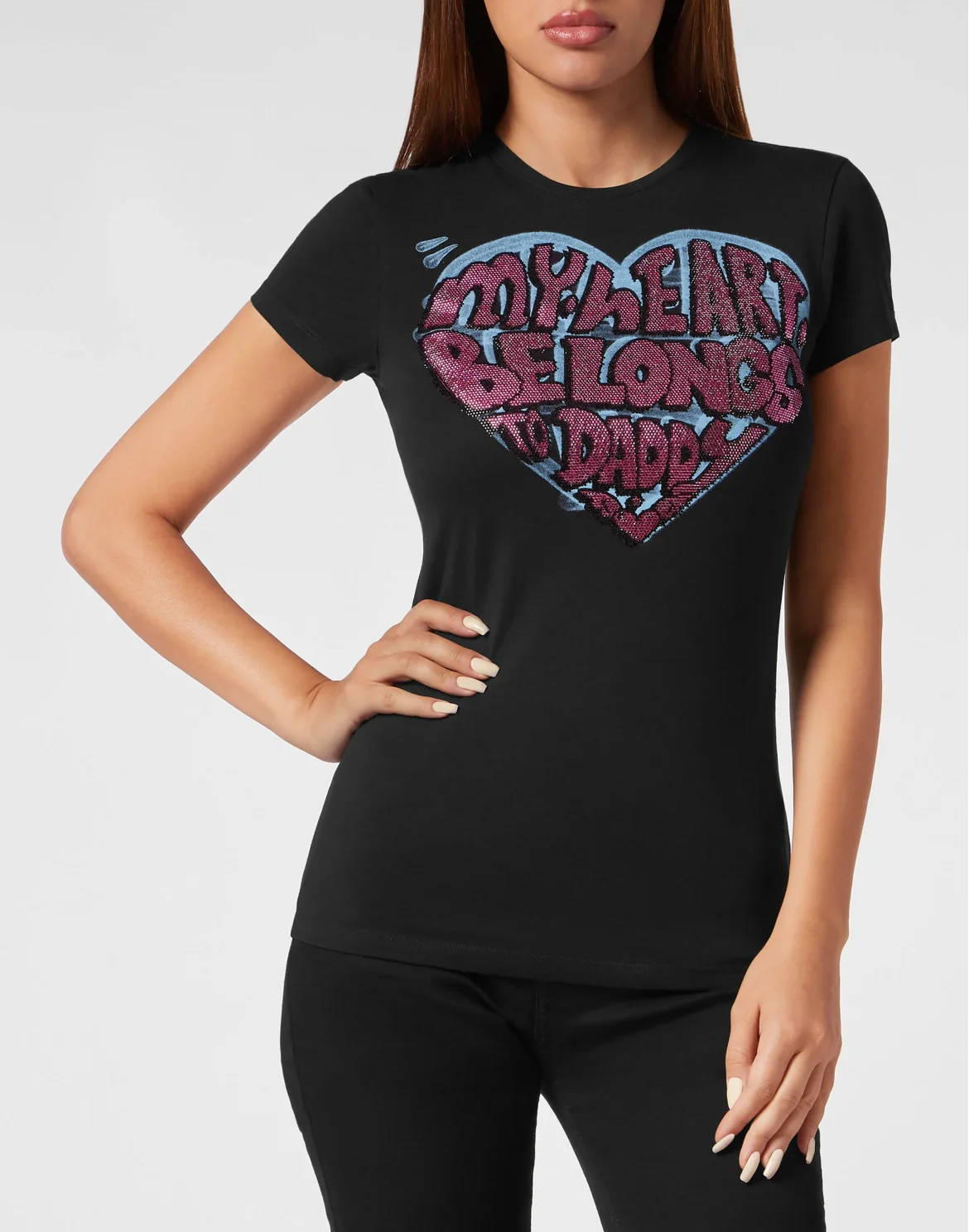T-Shirt Sexy Pure with Crystals, цвет: Черный