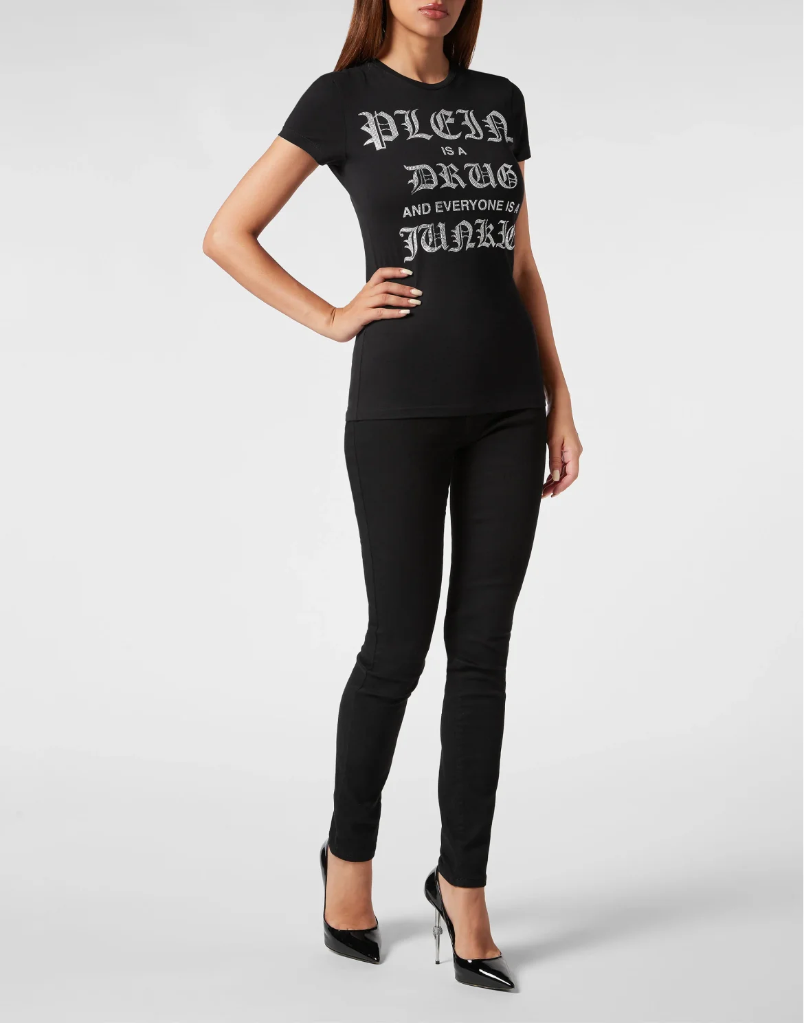 T-Shirt Sexy Pure with Crystals, цвет: Черный