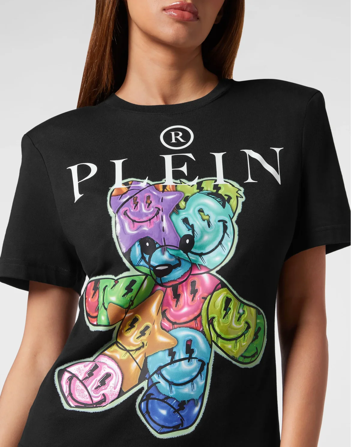 Padded Shoulder T-shirt Sexy Pure Smile, цвет: Черный