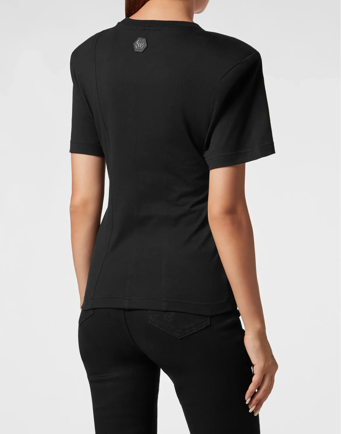 Padded Shoulder T-shirt Sexy Pure Smile, цвет: Черный