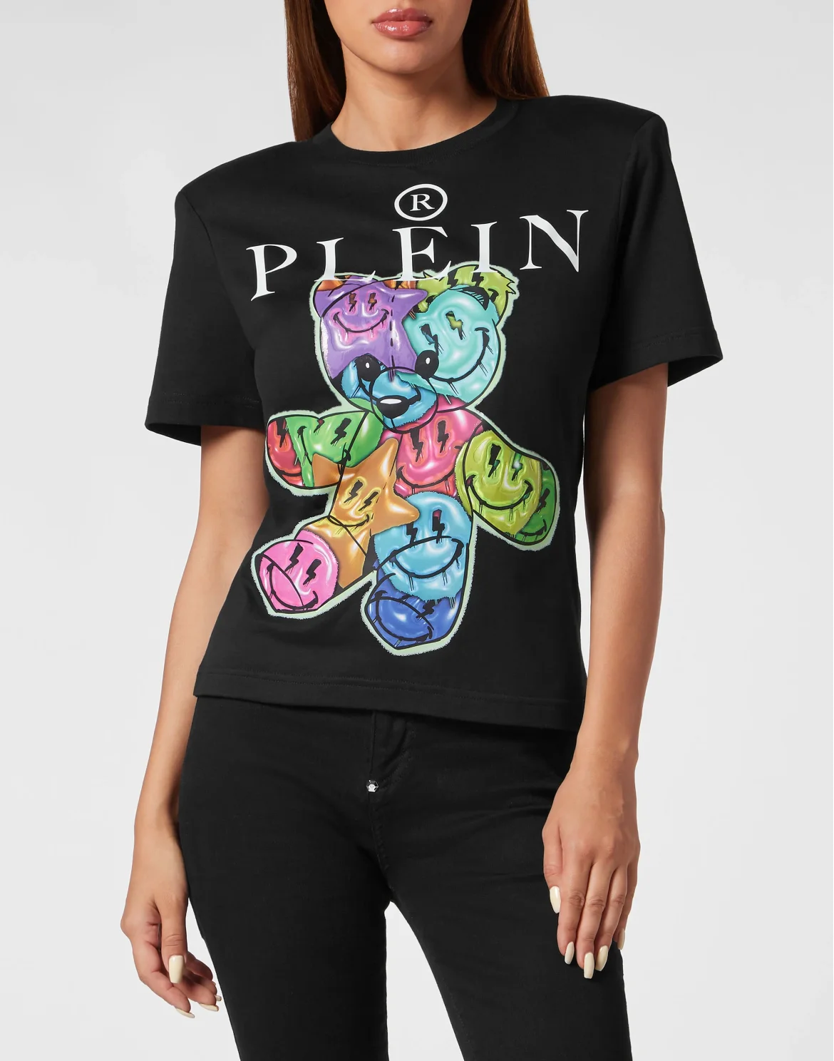 Padded Shoulder T-shirt Sexy Pure Smile, цвет: Черный