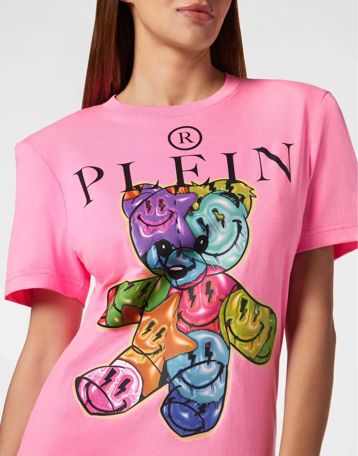 Padded Shoulder T-shirt Sexy Pure Smile, цвет: Розовый