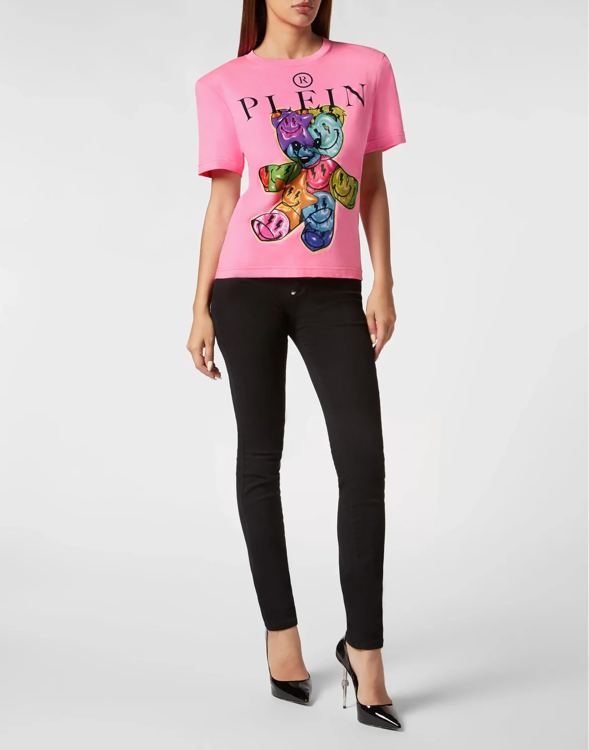 Padded Shoulder T-shirt Sexy Pure Smile, цвет: Розовый