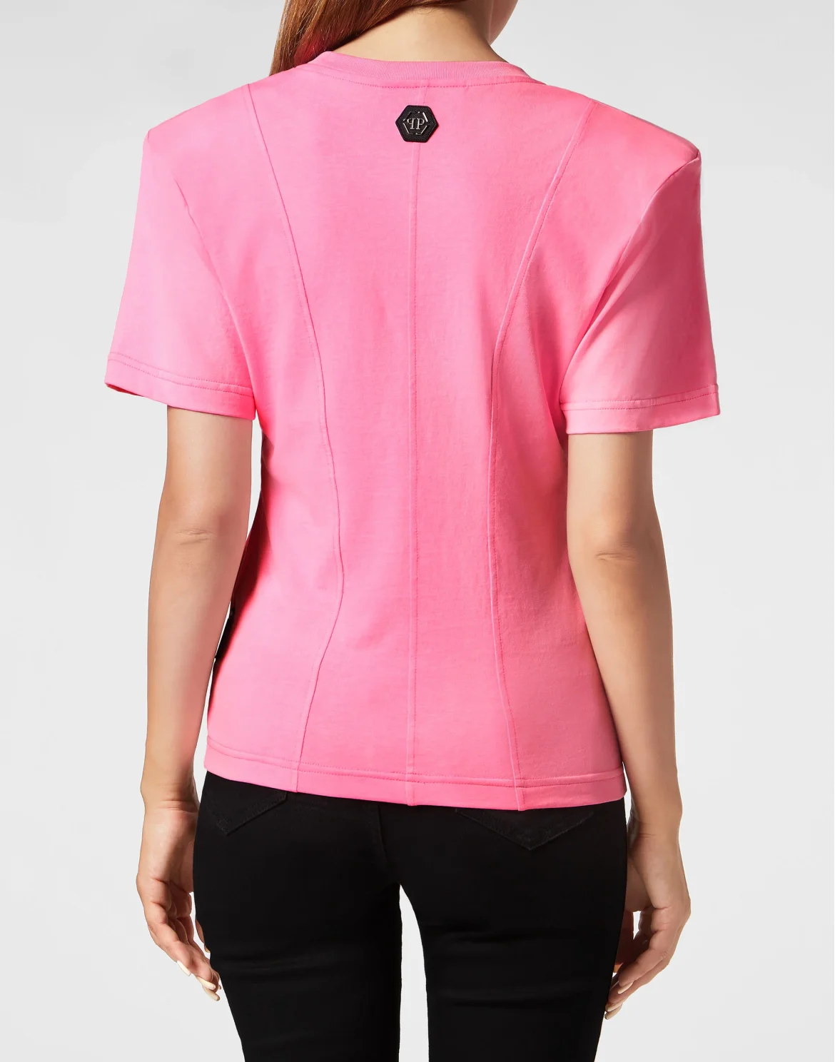 Padded Shoulder T-shirt Sexy Pure Smile, цвет: Розовый