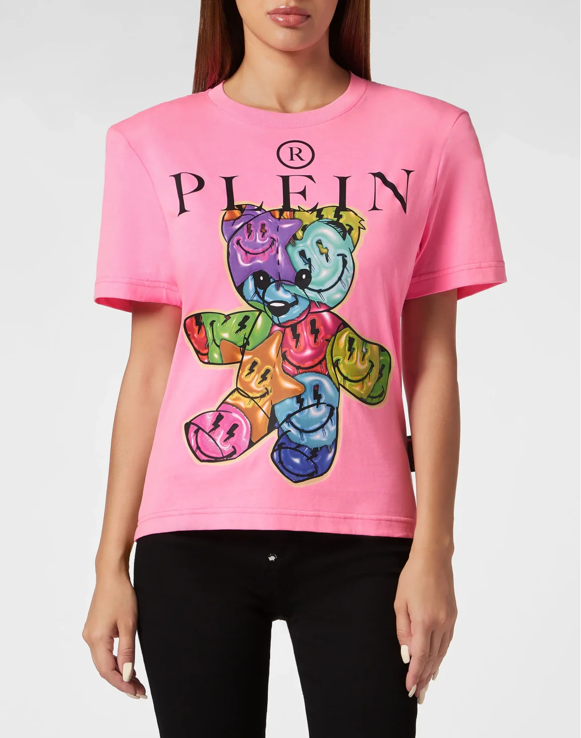 Padded Shoulder T-shirt Sexy Pure Smile, цвет: Розовый