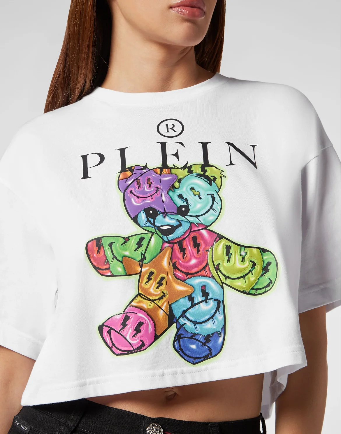 Cropped T-Shirt Round Neck Smile, цвет: Белый
