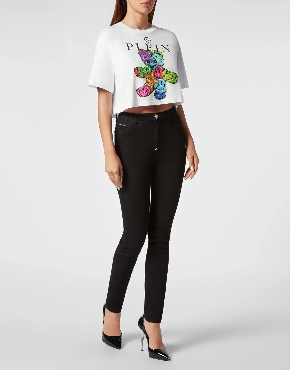 Cropped T-Shirt Round Neck Smile, цвет: Белый