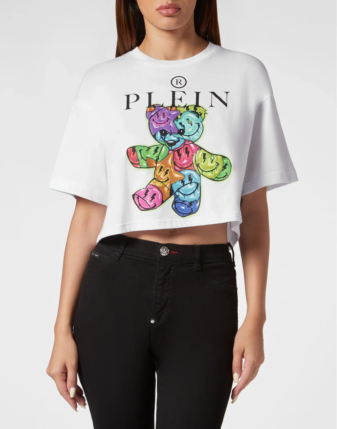 Cropped T-Shirt Round Neck Smile, цвет: Белый