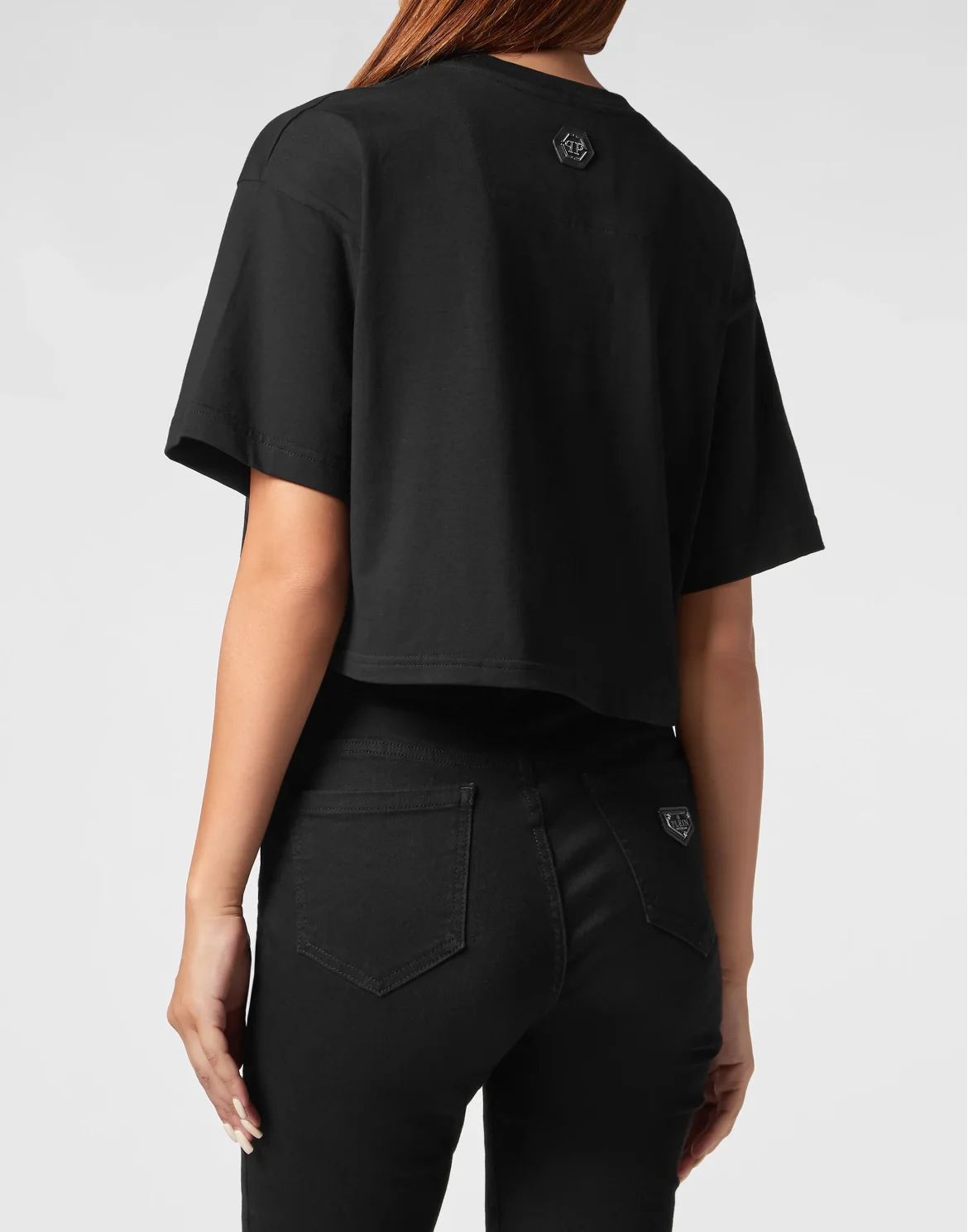Cropped T-Shirt Round Neck Smile, цвет: Черный