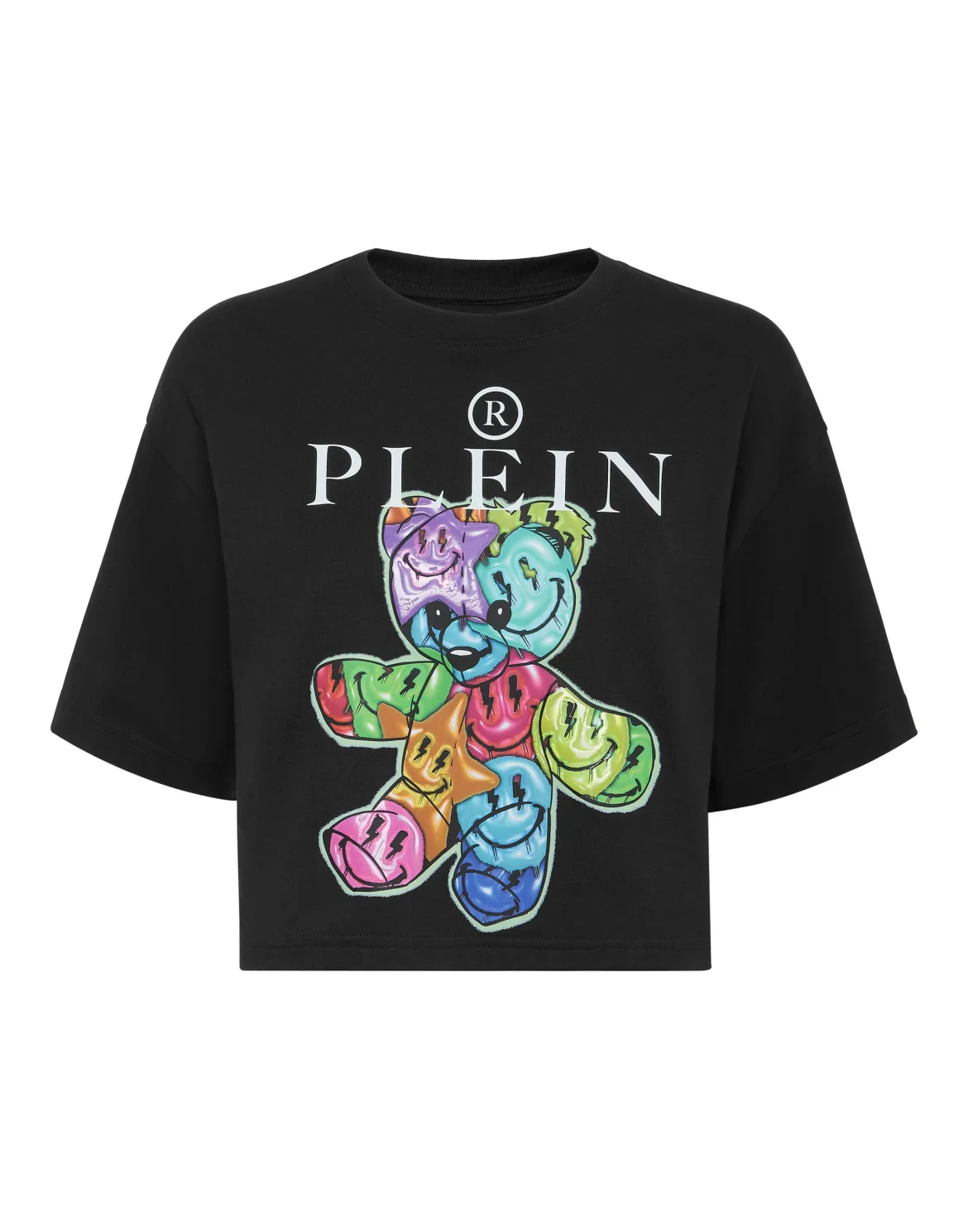 Cropped T-Shirt Round Neck Smile, цвет: Черный